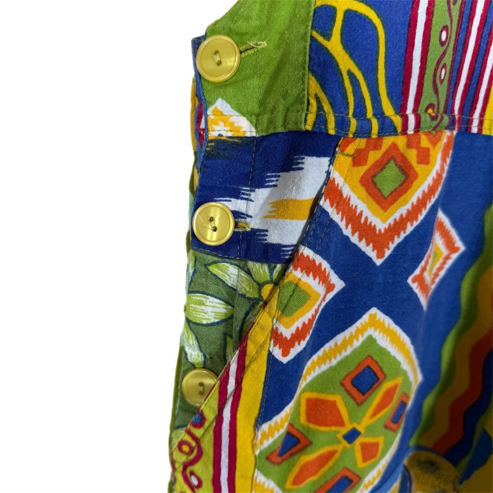 Sacred Threads Vintage Patchwork Overalls Romper M Cottagecore Hippie Boho - Picture 12 of 14